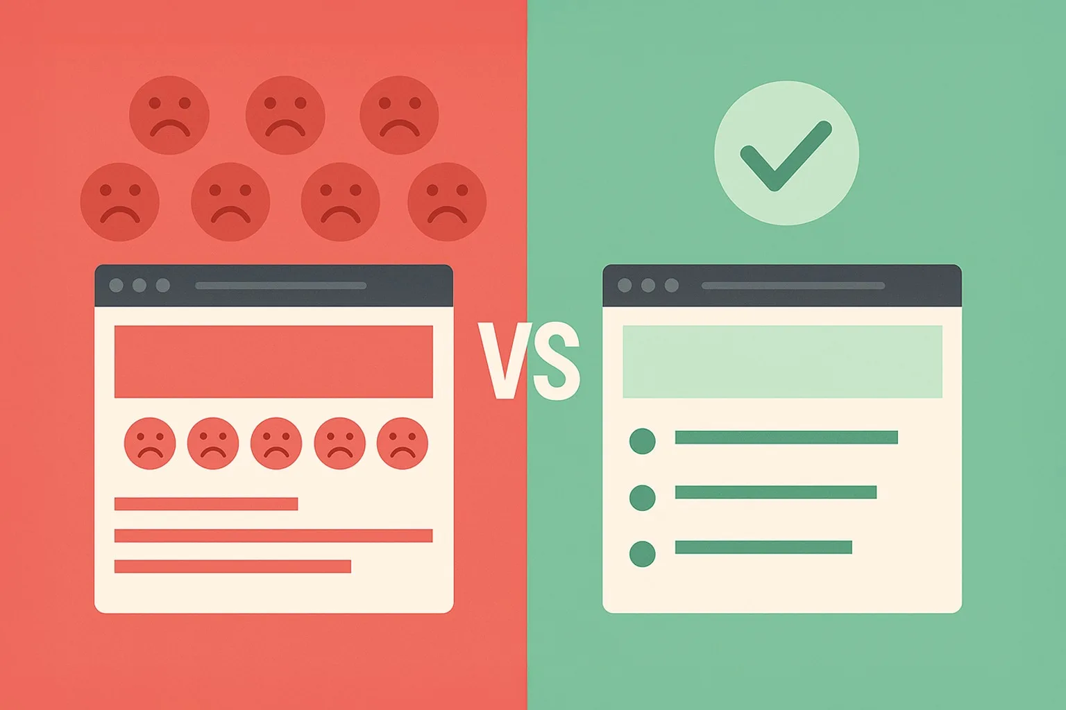 Website warning and optimization concept for a small business conversion audit